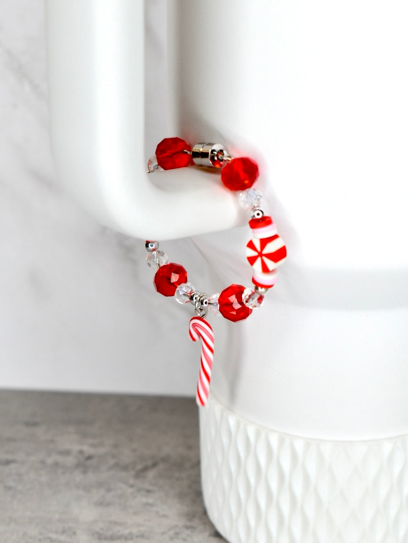 Candy Cane Tumbler Handle Charm Bracelet