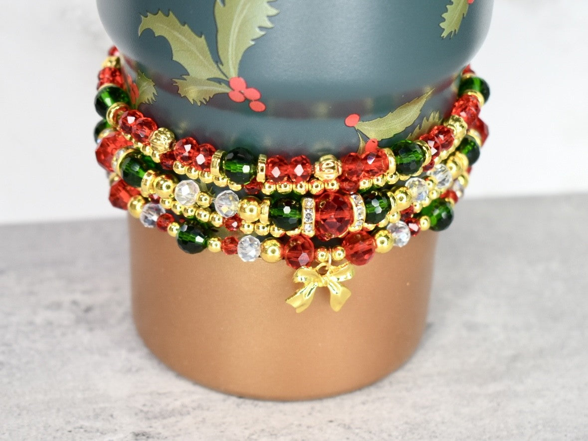Holiday Botanical Bracelet Stack - 5 Piece Set