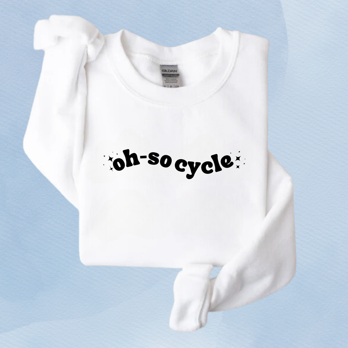 WHITE — Oh So Cycle Branded Crewneck Sweatshirt
