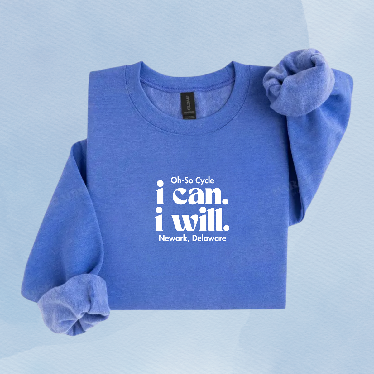 HEATHER DEEP ROYAL — Oh So Cycle Branded Crewneck Sweatshirt