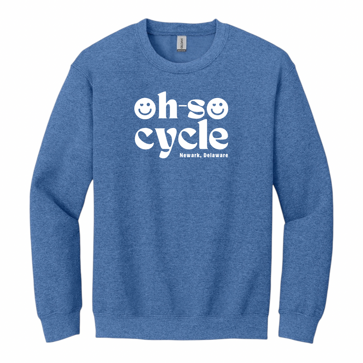 HEATHER DEEP ROYAL — Oh So Cycle Branded Crewneck Sweatshirt