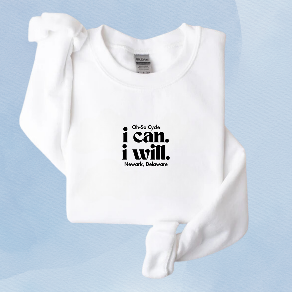 WHITE — Oh So Cycle Branded Crewneck Sweatshirt