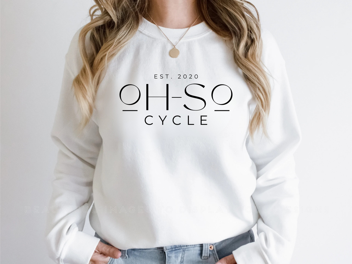 WHITE — Oh So Cycle Branded Crewneck Sweatshirt