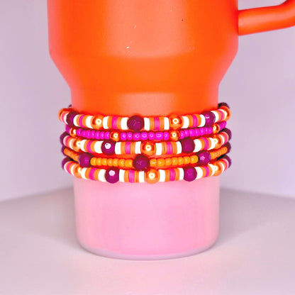 Orange and Purple beaded bracelet for tumbler Stanley or wrist