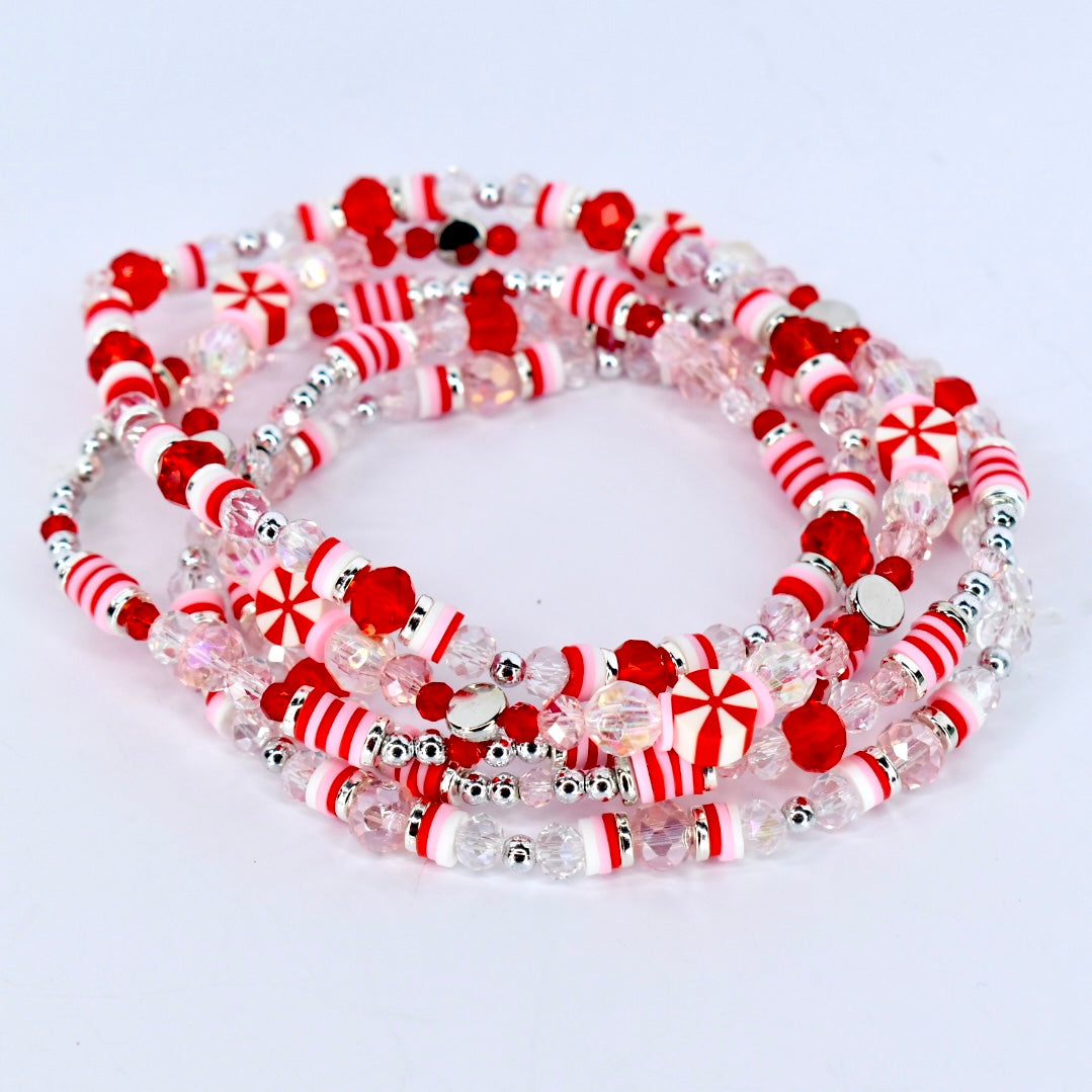 Peppermint themed bracelet stack for wrist or Stanley tumbler 
