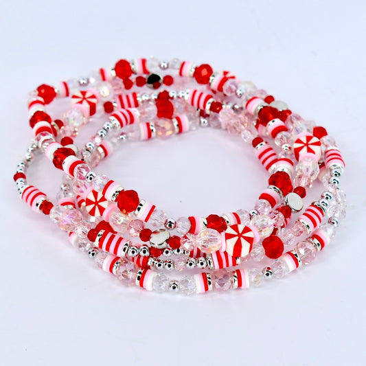 Peppermint themed bracelet stack for wrist or Stanley tumbler 