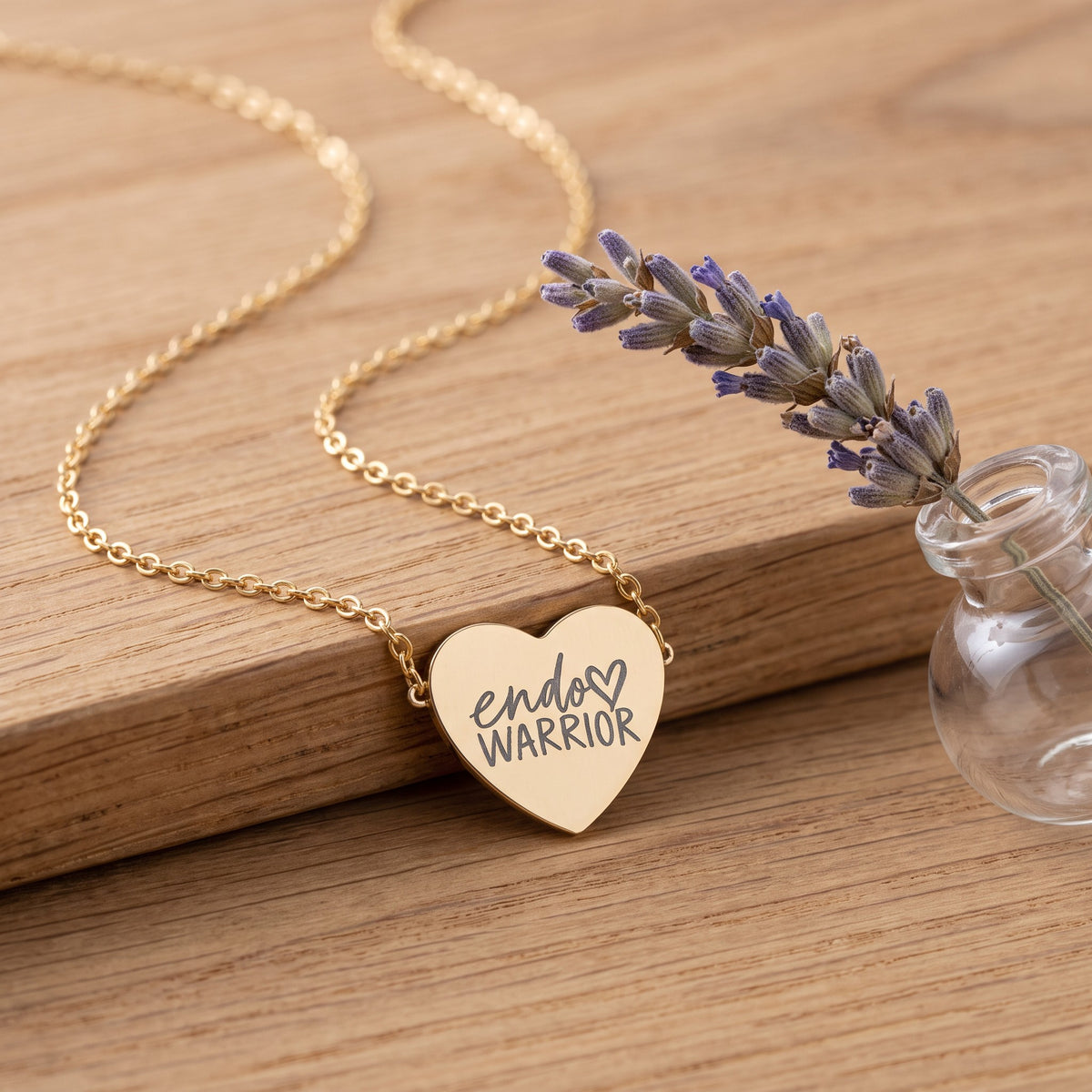 Endo Warrior Heart Necklace | Engraved Endometriosis Awareness Jewelry