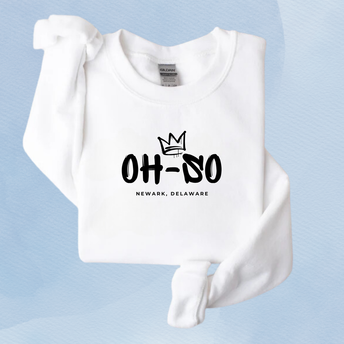 WHITE — Oh So Cycle Branded Crewneck Sweatshirt