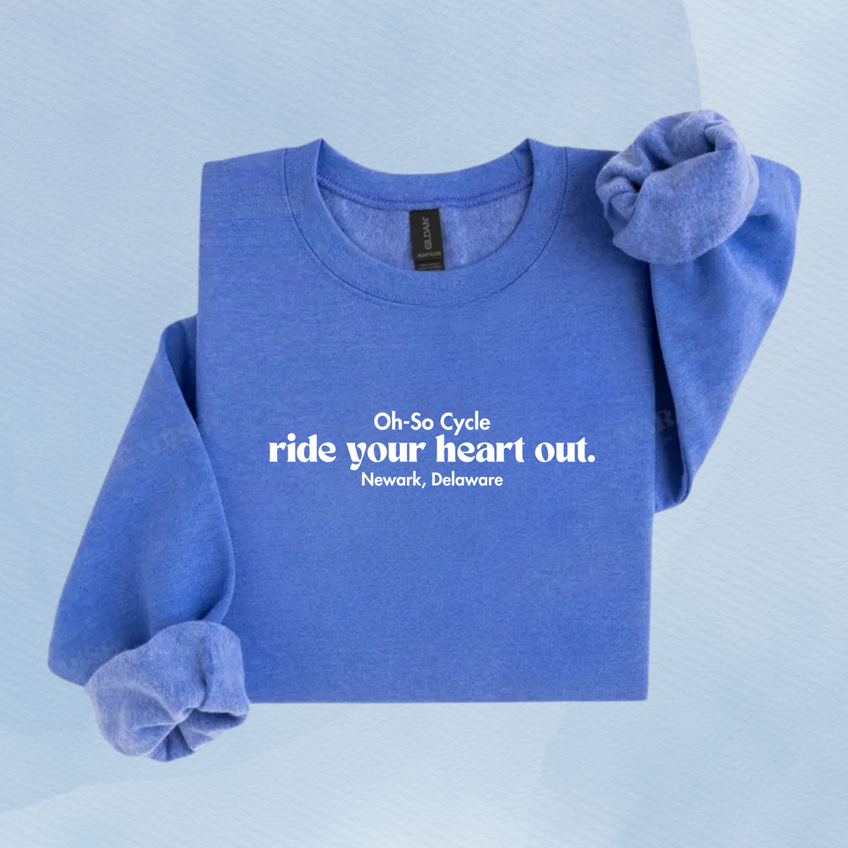 HEATHER DEEP ROYAL — Oh So Cycle Branded Crewneck Sweatshirt