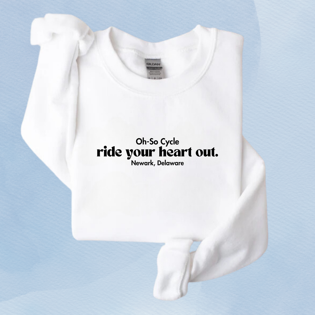 WHITE — Oh So Cycle Branded Crewneck Sweatshirt