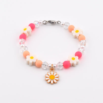 Sorbet Groove Tumbler Handle Charm: Pink and Orange Beaded Handle Charm with Daisy Accents