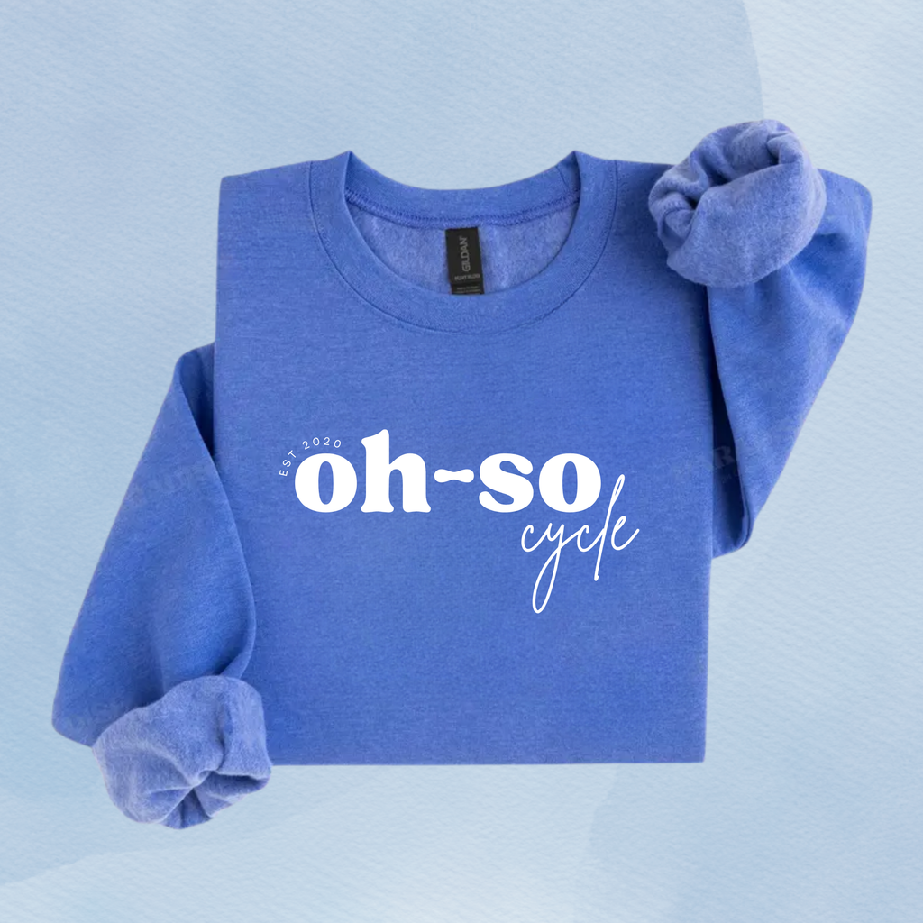 HEATHER DEEP ROYAL — Oh So Cycle Branded Crewneck Sweatshirt