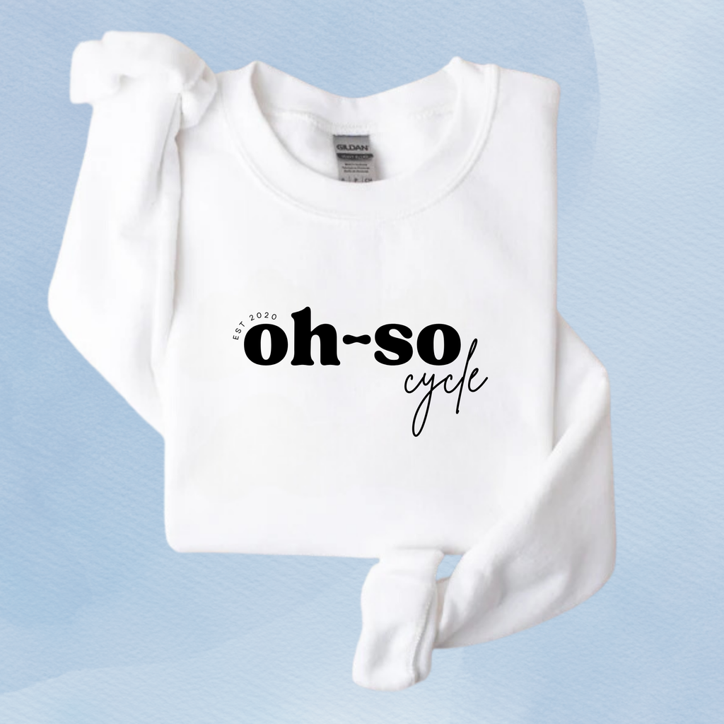 WHITE — Oh So Cycle Branded Crewneck Sweatshirt