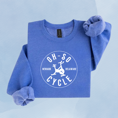 HEATHER DEEP ROYAL — Oh So Cycle Branded Crewneck Sweatshirt