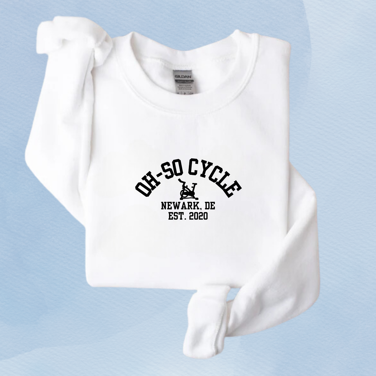 WHITE — Oh So Cycle Branded Crewneck Sweatshirt