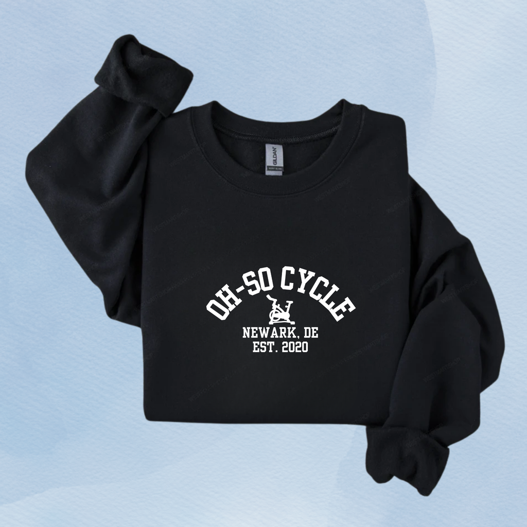 BLACK — Oh So Cycle Branded Crewneck Sweatshirt