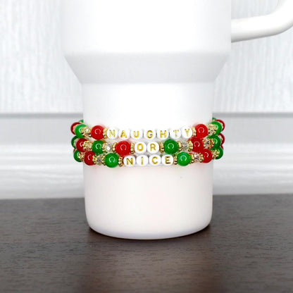 Naughty or Nice Bracelet Stack, Set of 3 Christmas Bracelets