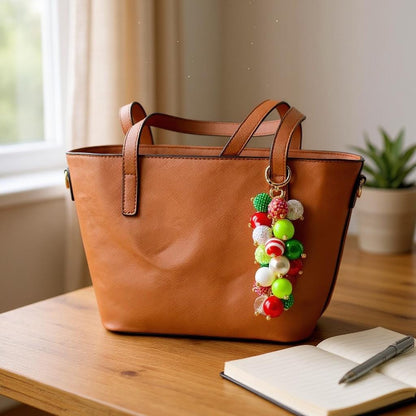 Festive Christmas Bag Charm - Holiday Bag Keychain