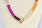 Colorful Glass Beaded Necklace with Gold Clasp