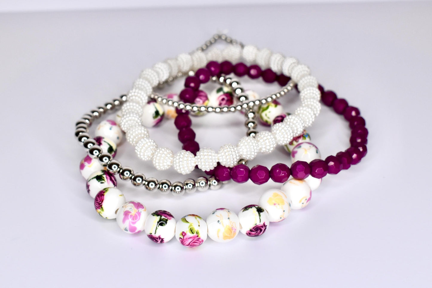Vintage Rose Bracelet Stack - 5 Piece Set
