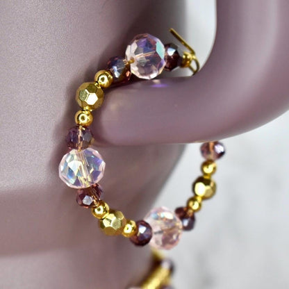 Mauve and Gold Sparkle Bracelet Stack - 4 Piece Set