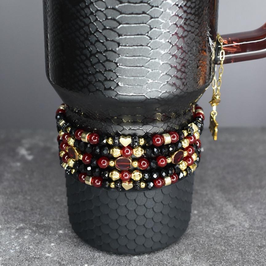 Luxe Garnet and Gold Bracelet Stack - 5 Piece Set