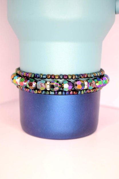 Iridescent Black Bracelet Stack - 3 Piece Set