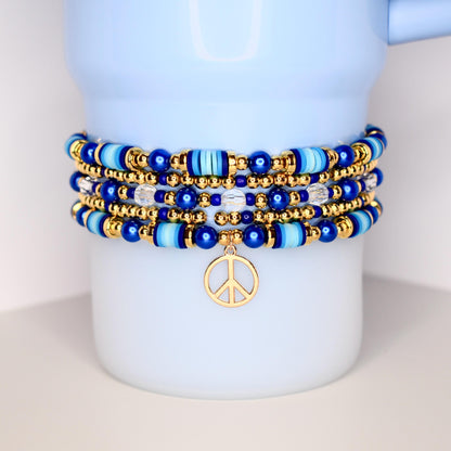 Blue and Gold Bracelet Stack - 5 Piece Set