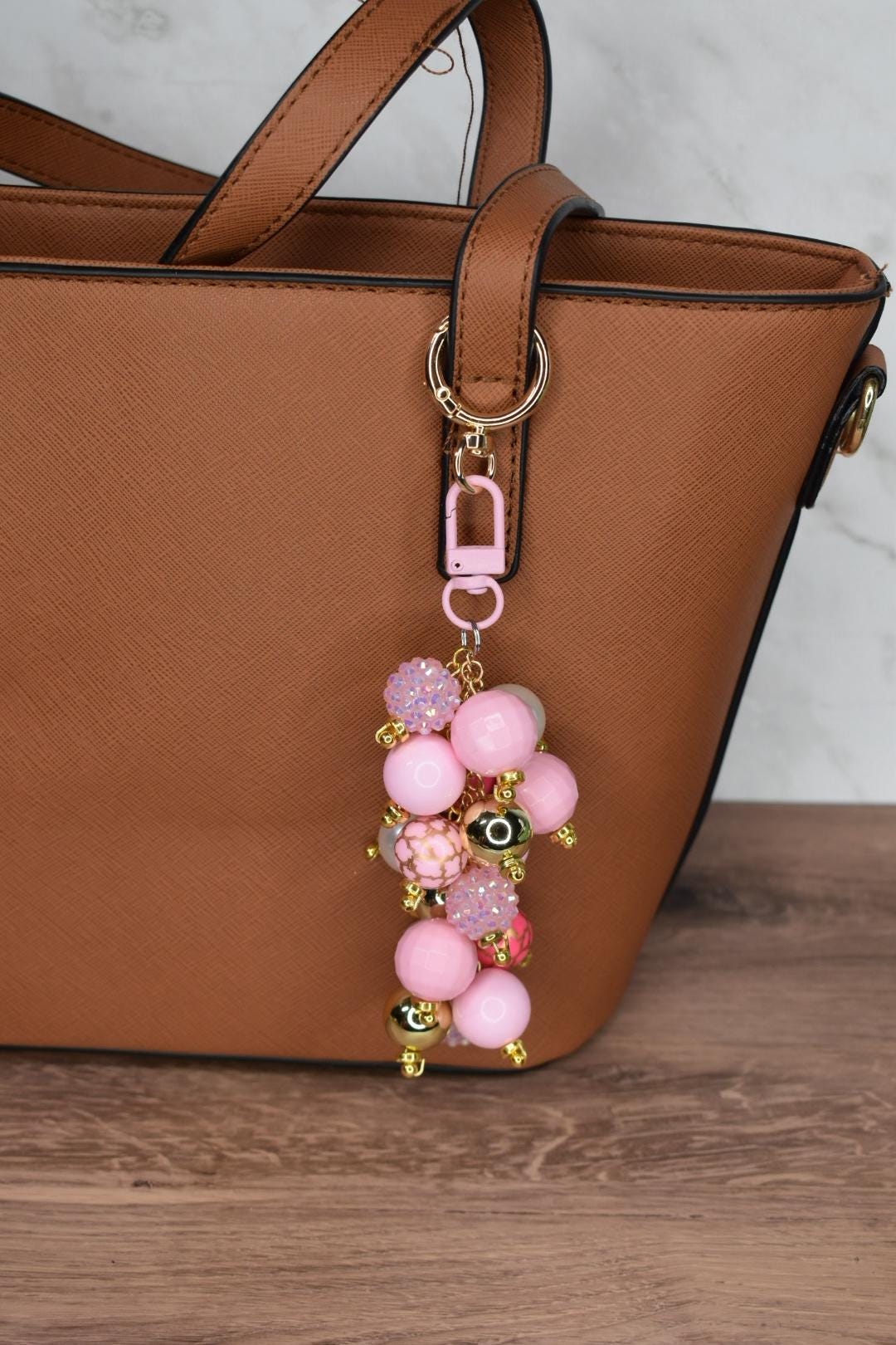 Pink and Gold Mermaid Bag Charm - Bag Keychain