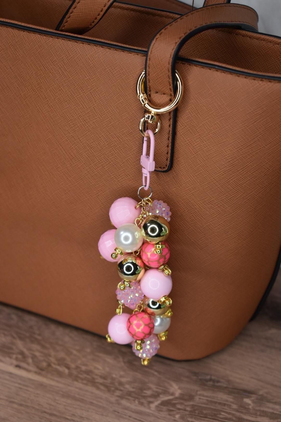 Pink and Gold Mermaid Bag Charm - Bag Keychain