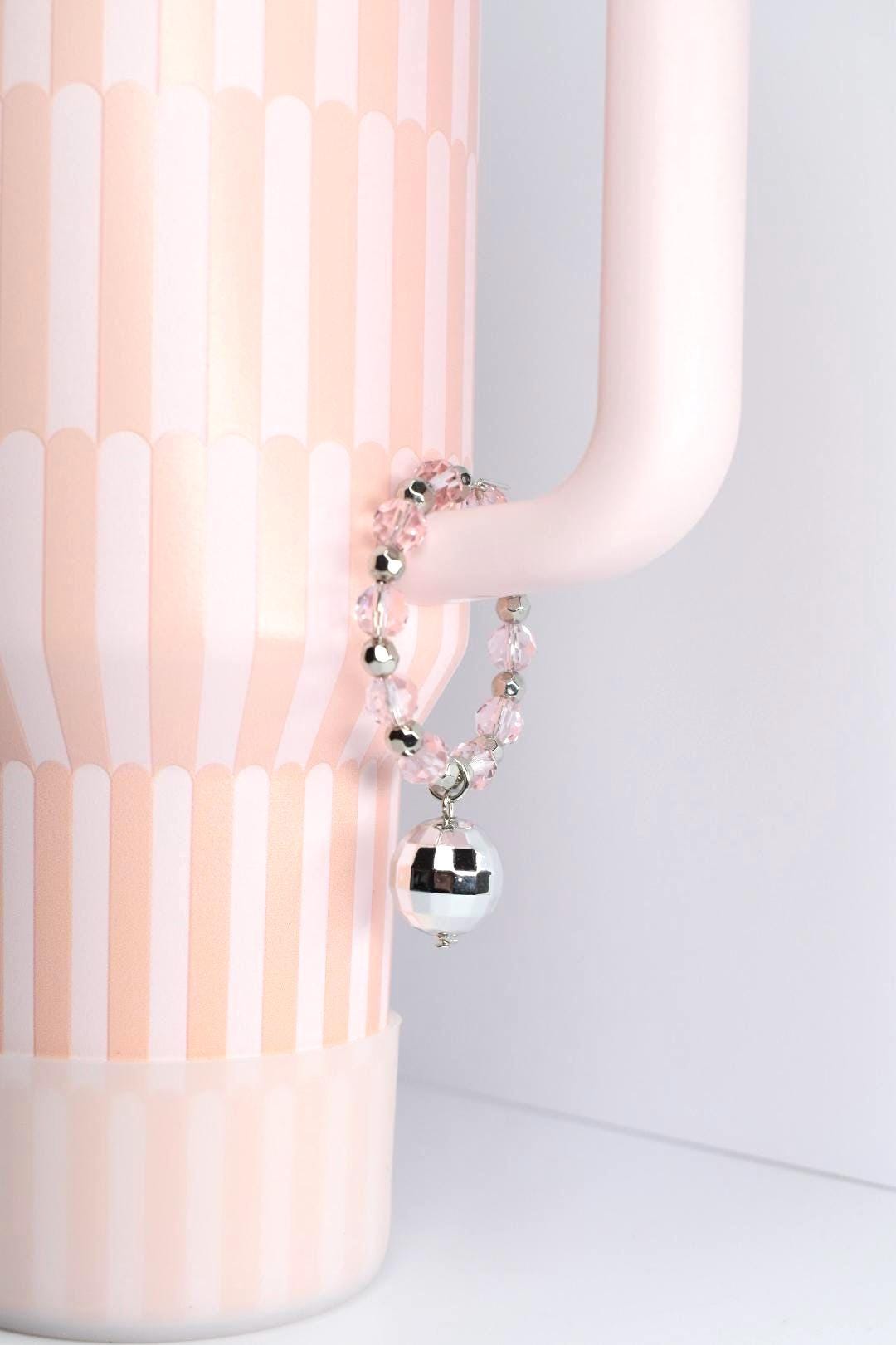 Pink & Silver Disco Ball Tumbler Handle Bracelet