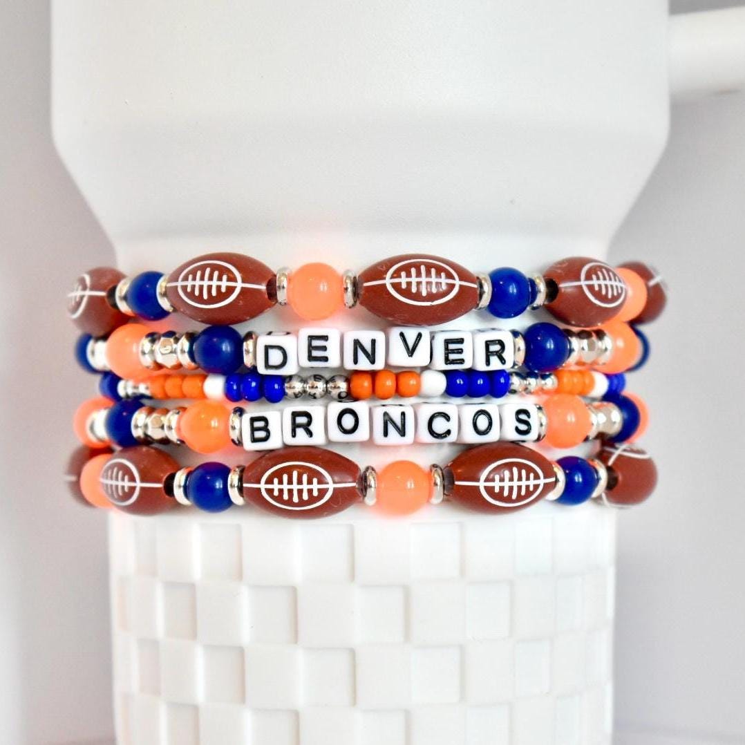 Denver Broncos Football Bracelet Stack - 5 Piece Set