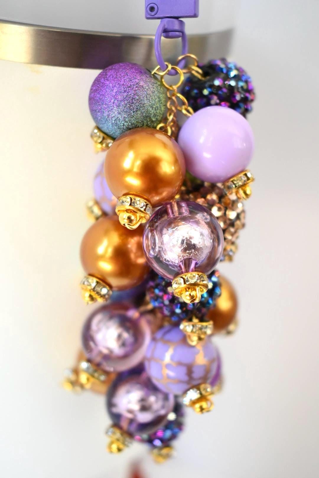 Purple and Gold Beaded Tumbler Straw Charm