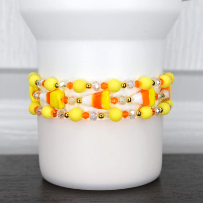 Candy Corn Beaded Bracelet Stack, Set of 3