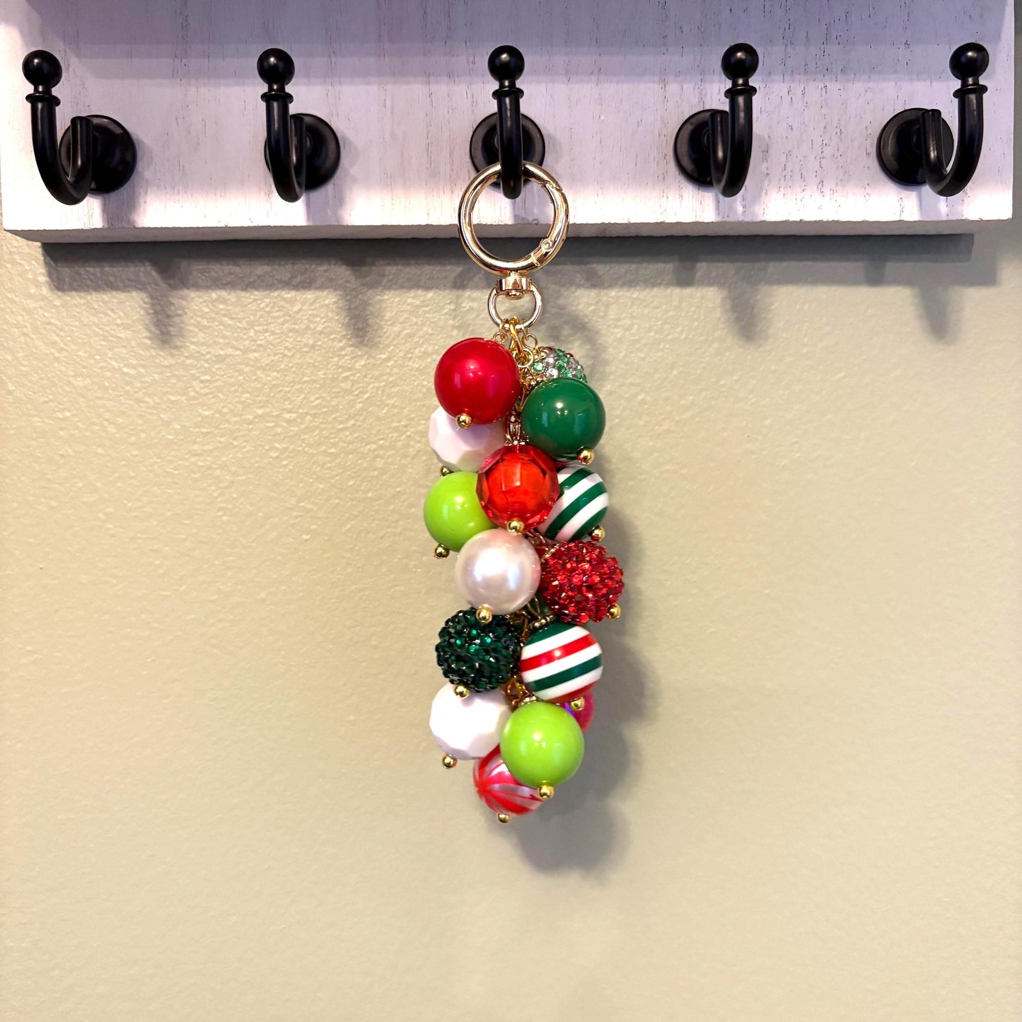 Festive Christmas Bag Charm - Holiday Bag Keychain