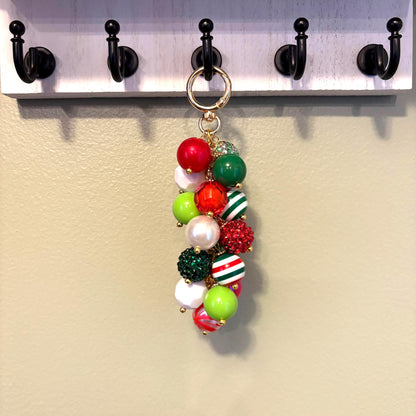 Festive Christmas Bag Charm - Holiday Bag Keychain
