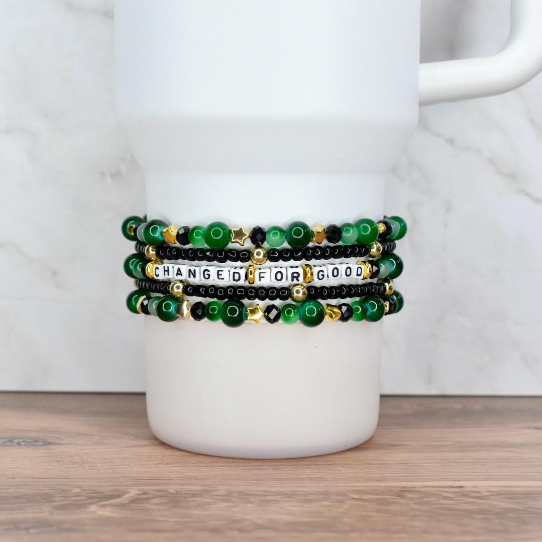 Changed For Good Green & Black Bracelet Stack - 5 Piece Set