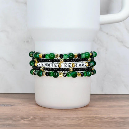 Changed For Good Green & Black Bracelet Stack - 5 Piece Set