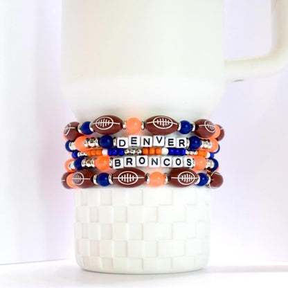 Denver Broncos Football Bracelet Stack - 5 Piece Set