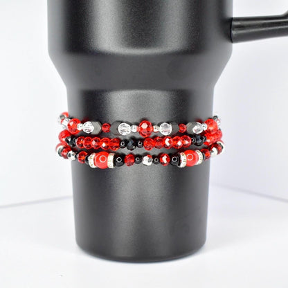 Red and Black Bracelet Stack, Set of 3