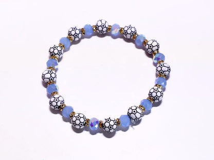 Sky Blue and Gold Soccer Bracelet Stack - 3 Piece Set