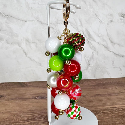 Festive Christmas Bag Charm - Holiday Bag Keychain