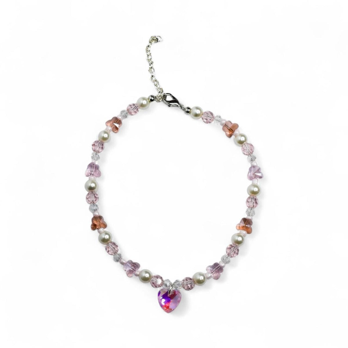 Glinda Crystal Heart and Butterfly Necklace