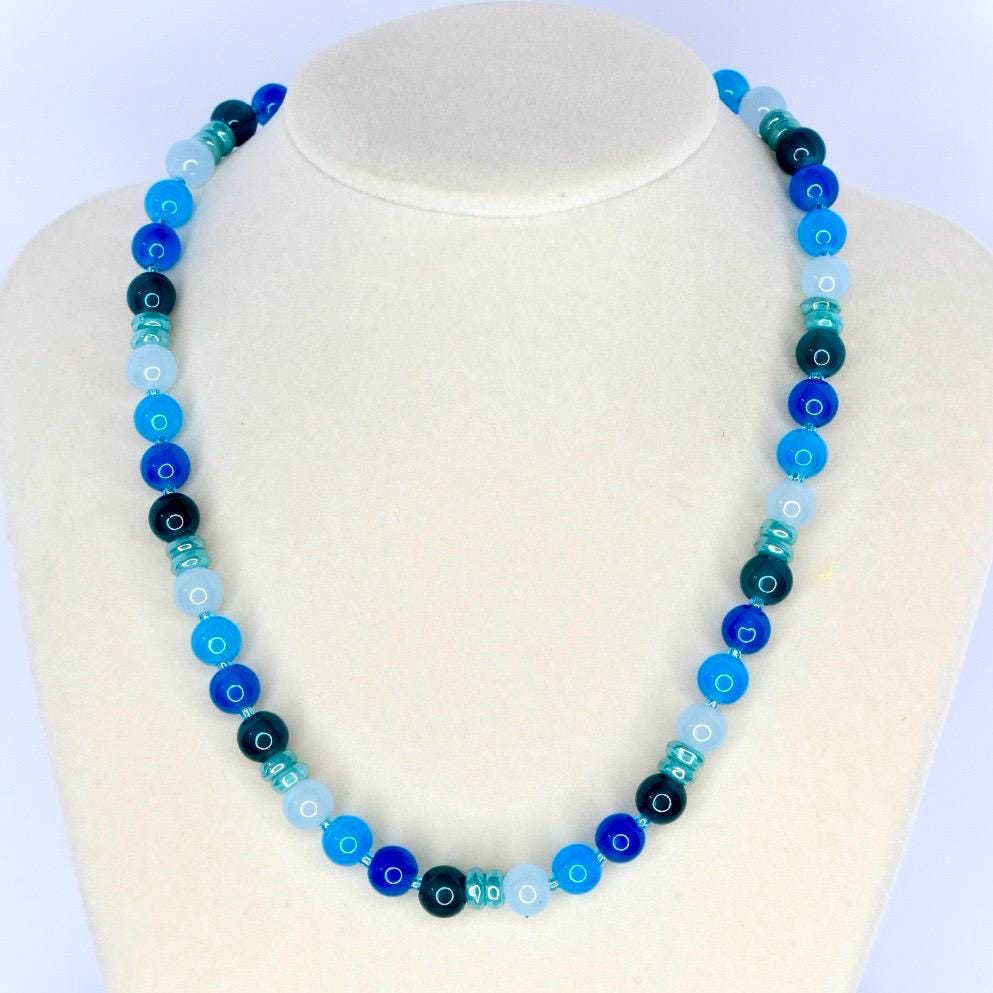 Ocean Blue Ombré Glass Bead Necklace