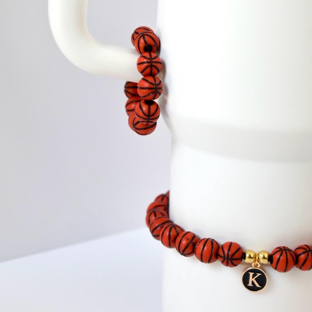 Basketball Bracelet with Initial Charm