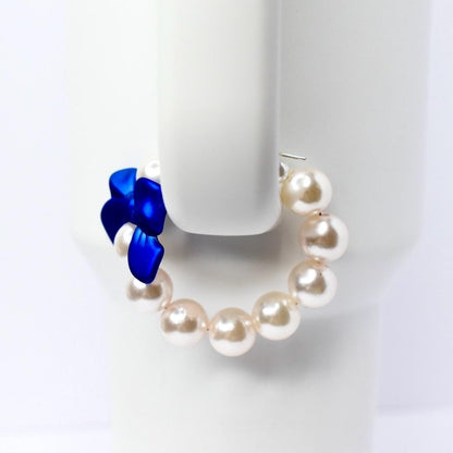 Blue Bow Pearl Tumbler Handle Bracelet