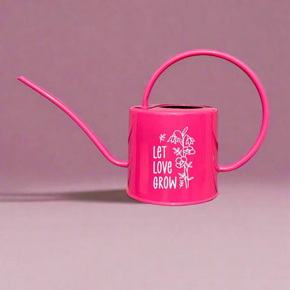 Pink Watering Can with Let Love Grow Design