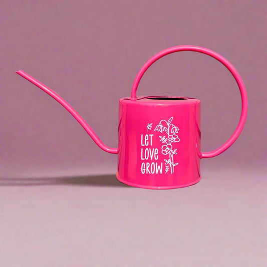 Pink Watering Can with Let Love Grow Design