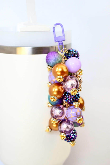 Purple and Gold Beaded Tumbler Straw Charm