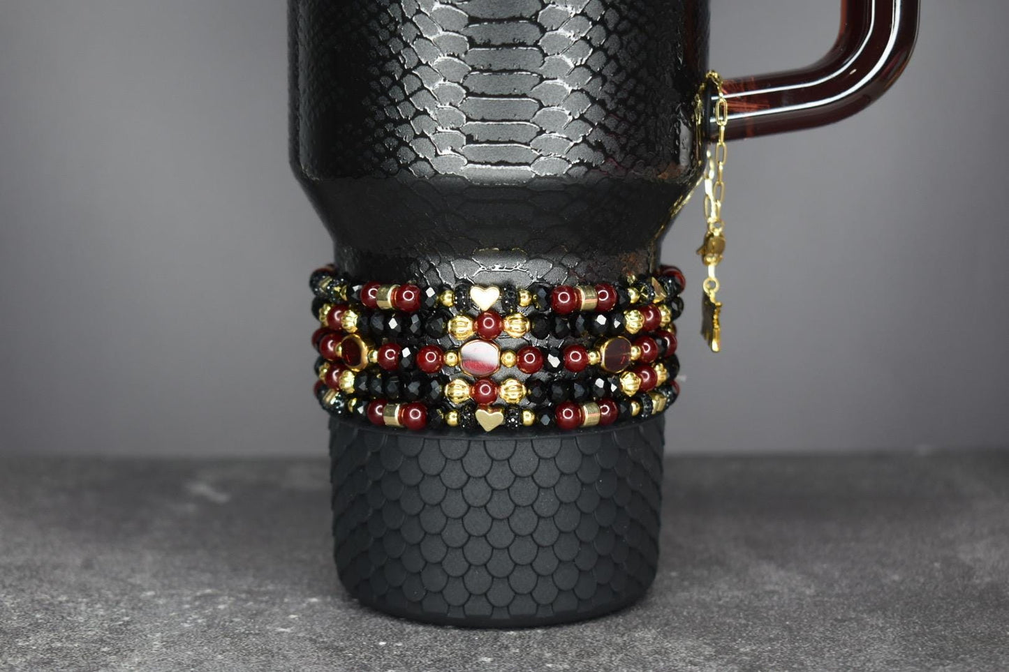 Luxe Garnet and Gold Bracelet Stack - 5 Piece Set